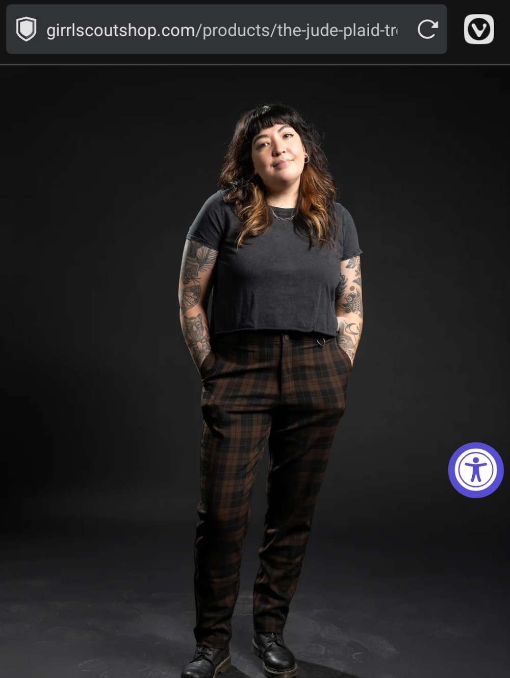 Girrlscout Tomboy Butterfly Jude Plaid Pants - Picture 2 of 8